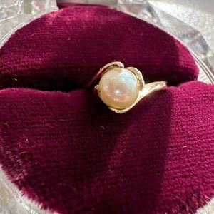 ANTIQUE 14K GOLD PEARL RING